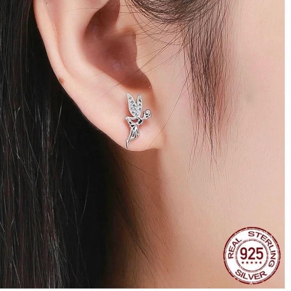 925 Sterling Silver Cute Fairy Stud Earrings